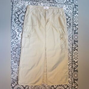 Levis Cargo Maxi Skirt Womens 12 Beige Slit Vintage Y2K Bratz Grunge Safari